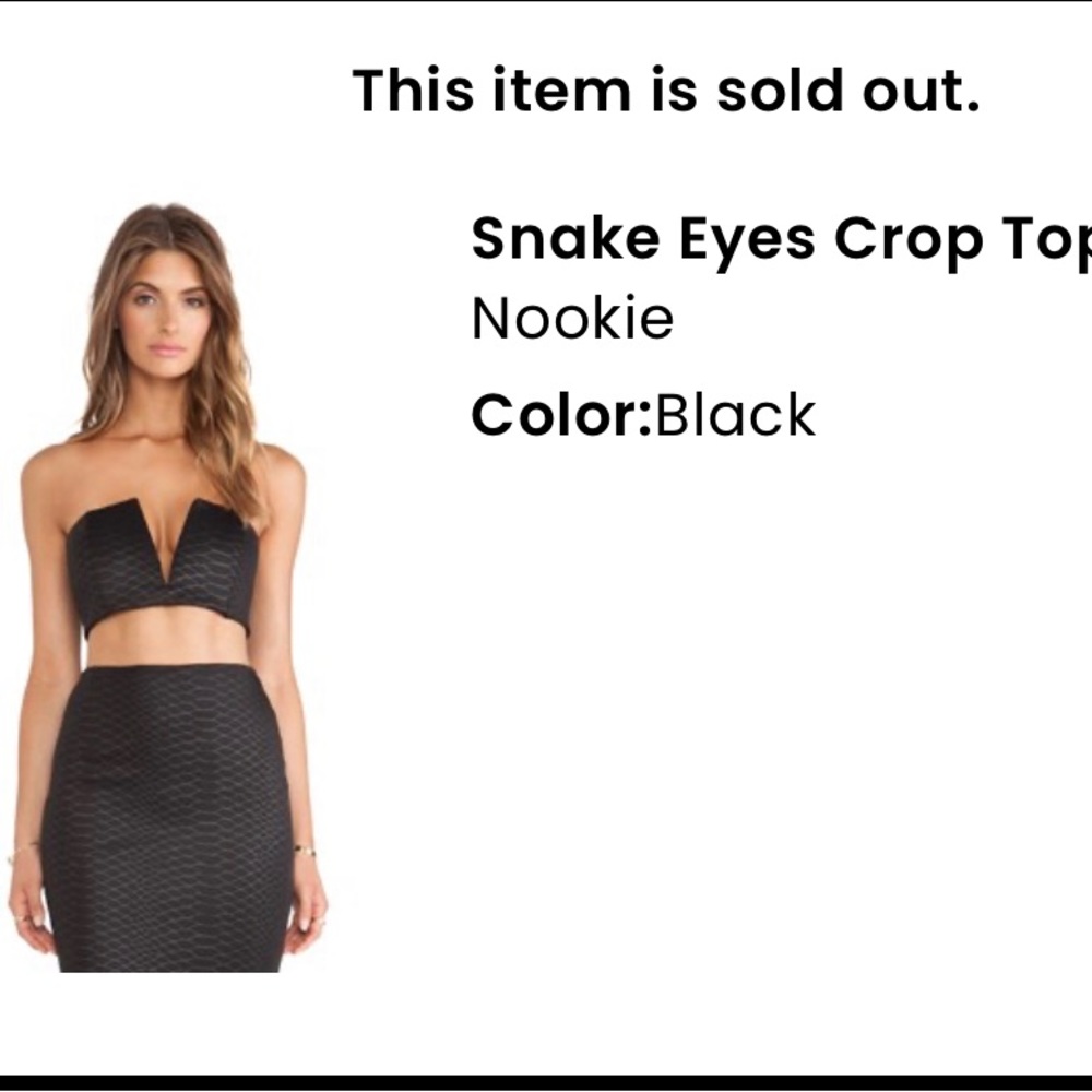 NWOT Nookie snake eyes crop top